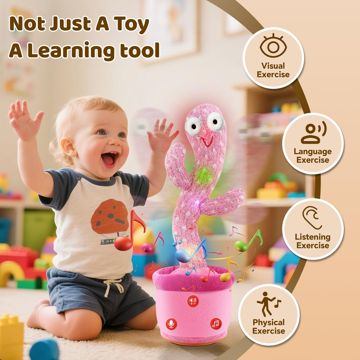 SANJOIN cute pink cactus makes a charming gift for toddlers