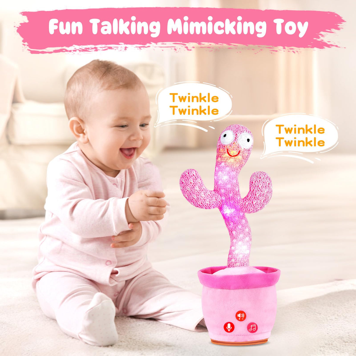 SANJOIN dancing cactus toy singing action engages toddlers with familiar tunes