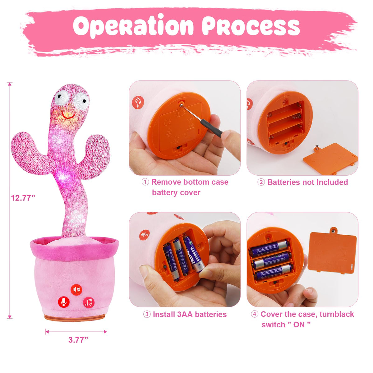 SANJOIN dancing cactus toy soft plush material feels gentle for small hands