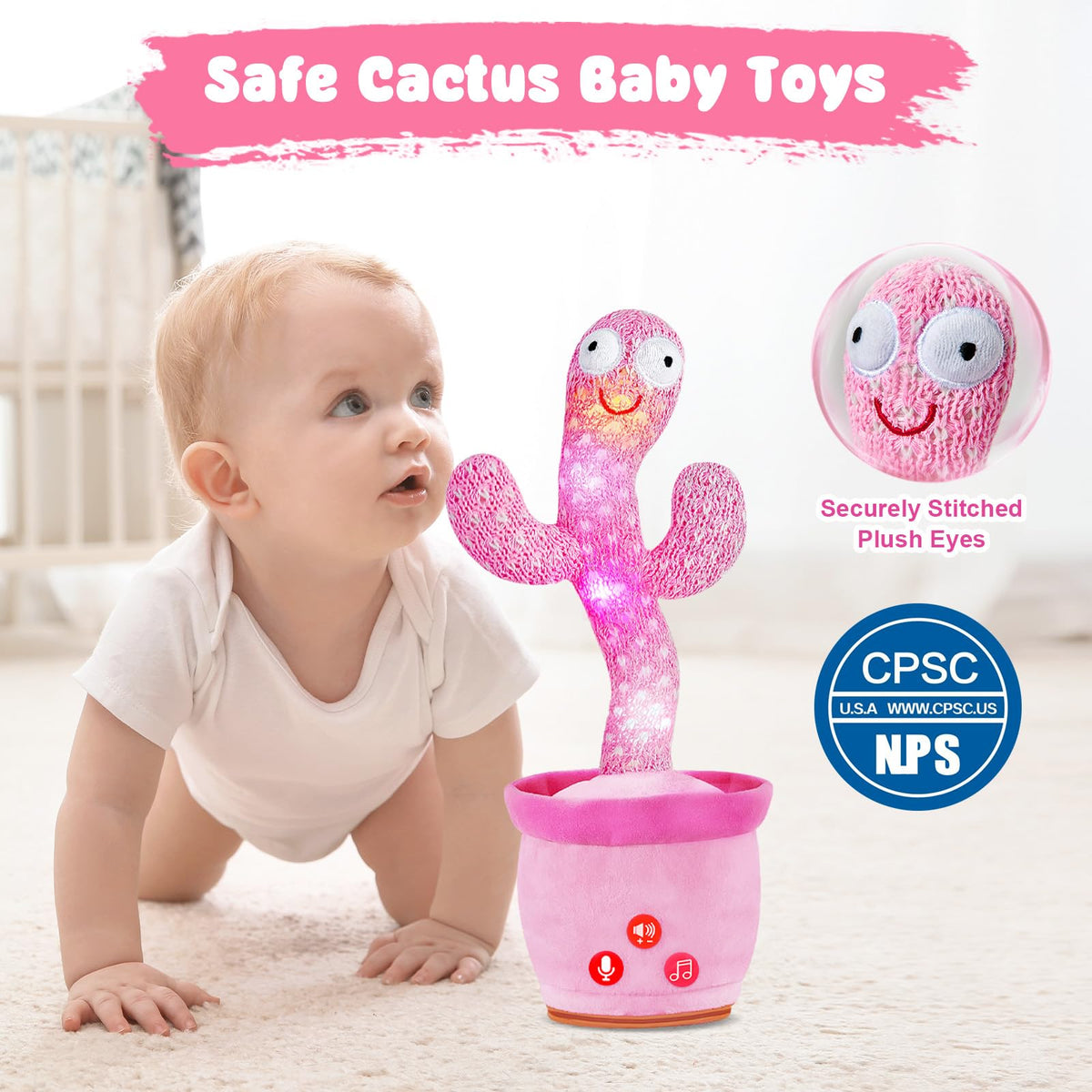 SANJOIN dancing cactus toy volume control buttons allow quiet playtimes