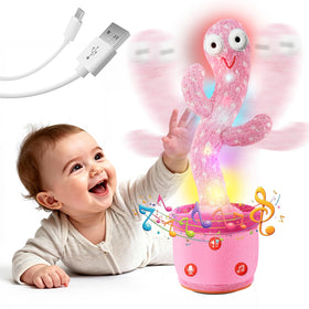 SANJOIN rechargeable dancing cactus toy with pink plush for toddler play