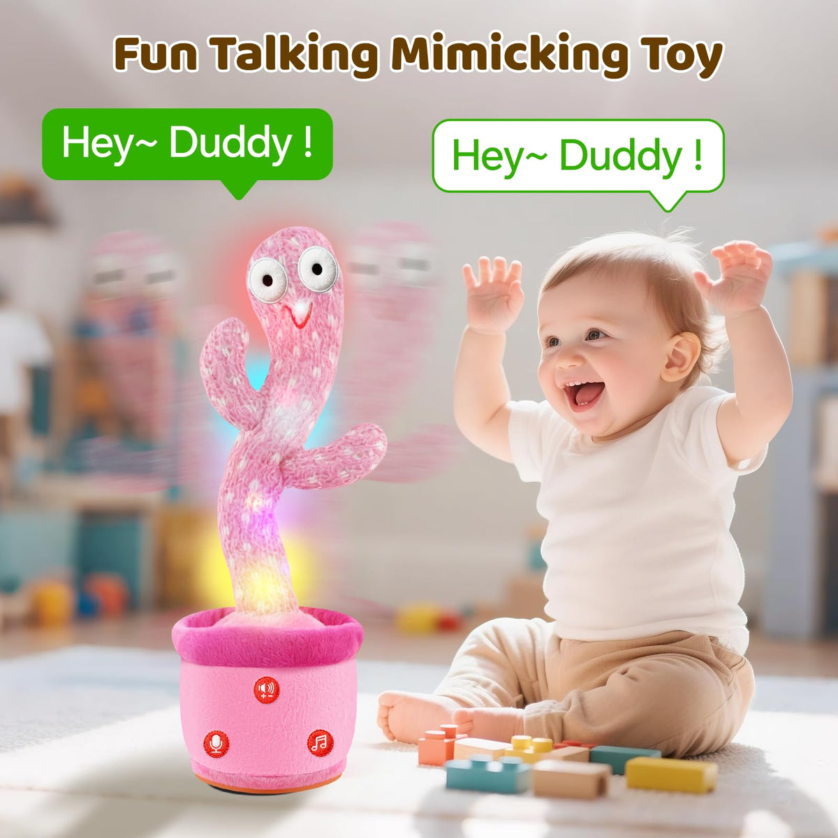 SANJOIN talking cactus singing feature engaging toddler during play