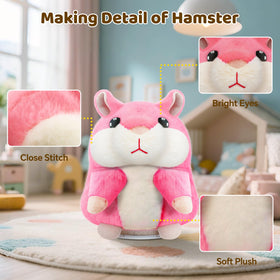 SANJOIN talking hamster pink battery compartment view indicates easy setup and battery care.