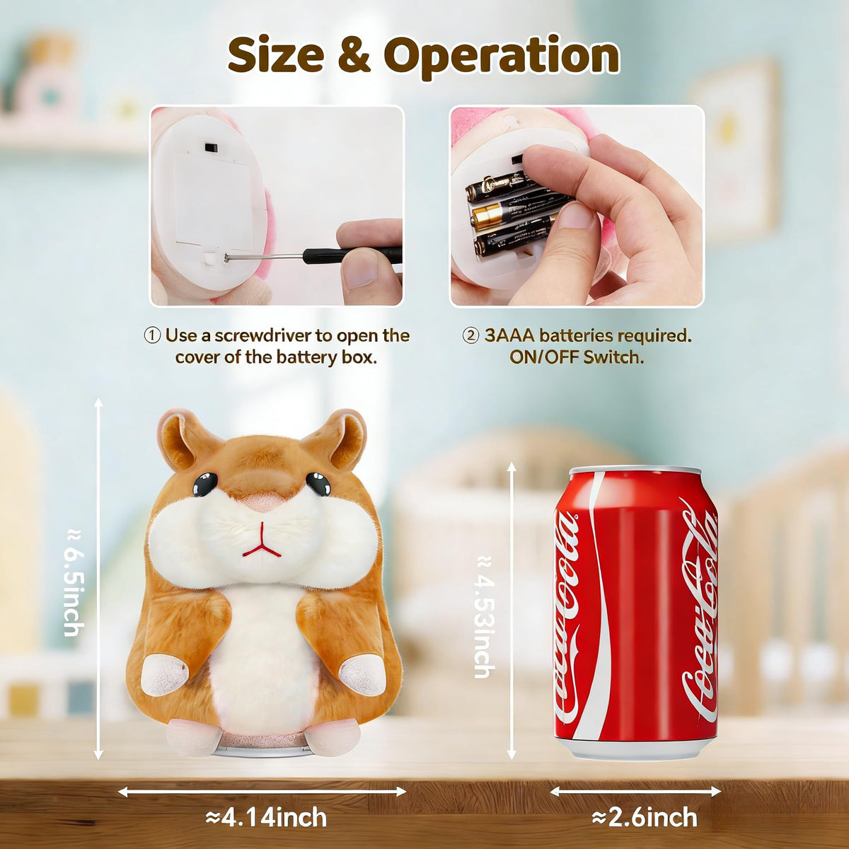 SANJOIN talking hamster plush fabric detail highlights soft, cuddly texture.