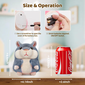 SANJOIN talking hamster in 6.5 inch size fits small hands for comfortable grasp.