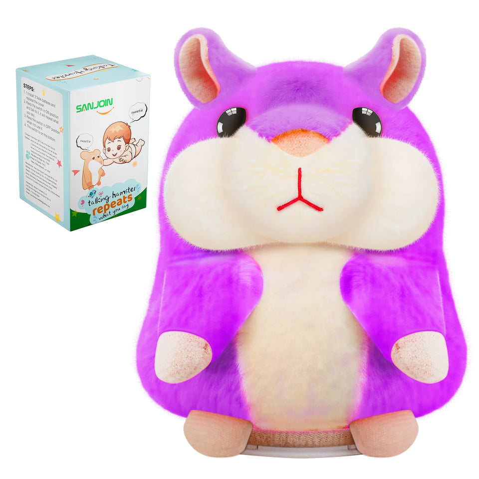 SANJOIN talking hamster front view shows a cuddly plush toy with a friendly expression