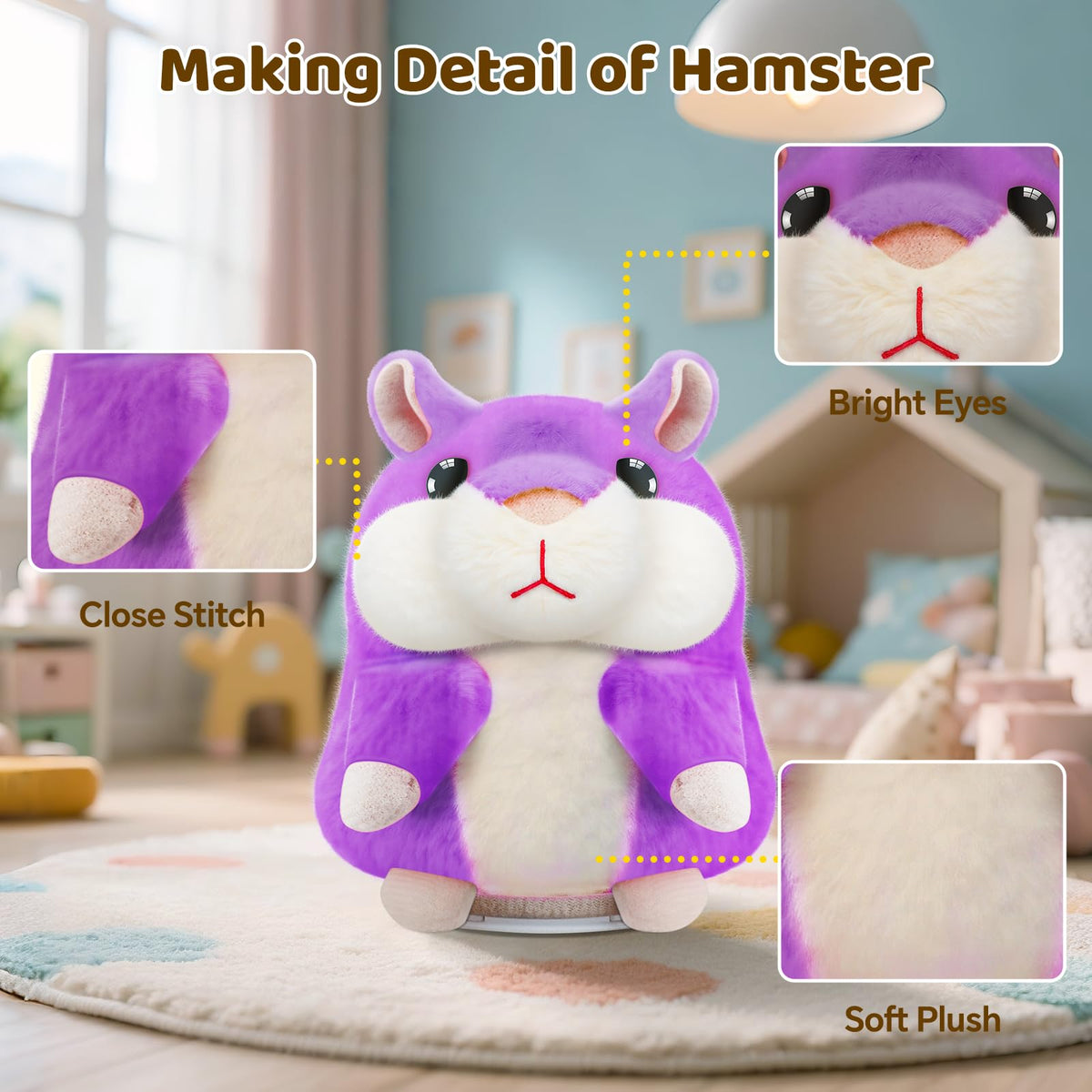 SANJOIN interactive plush hamster features switch and battery area