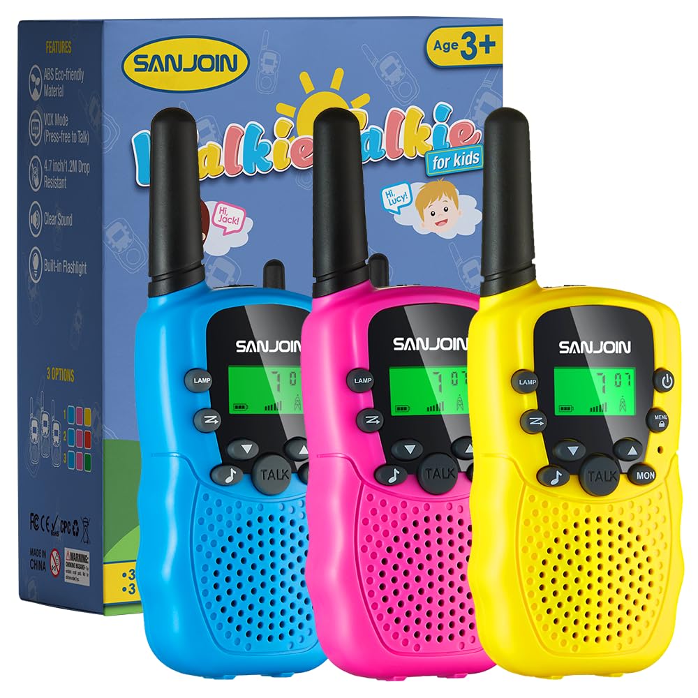 SANJOIN walkie talkies for kids with handheld ergonomic design for comfortable play