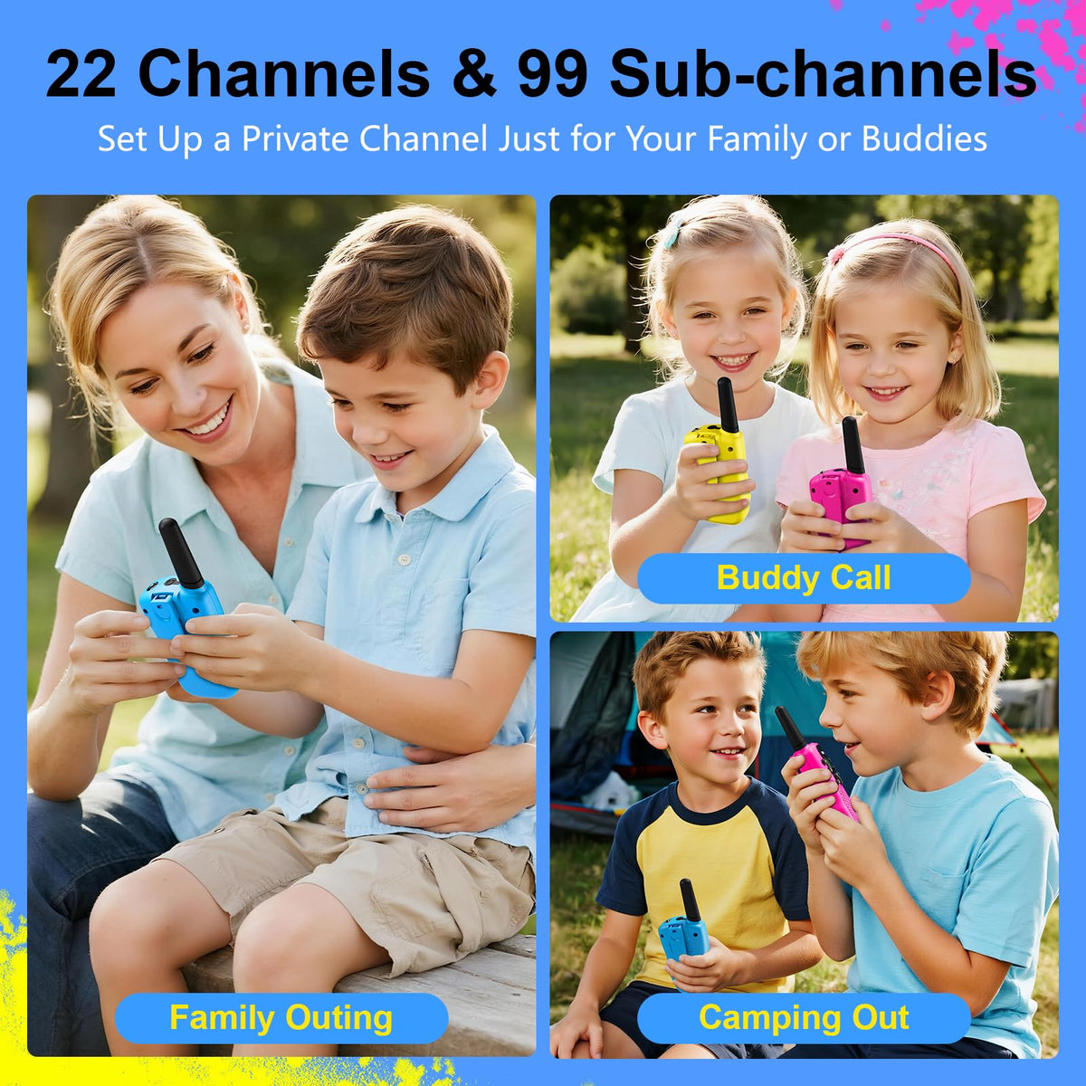 SANJOIN walkie talkies for kids, lightweight 90g device for comfortable all-day use