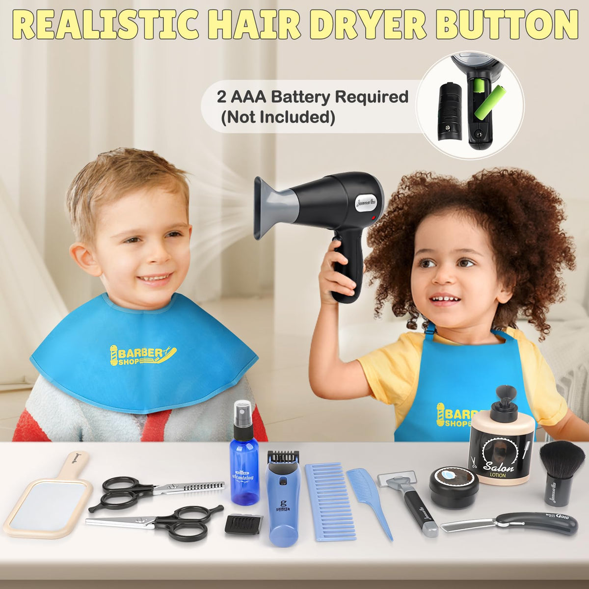 Sanlebi Barber Shop toy mirror used to check styling during playtime