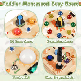 Sanlebi Montessori toy on a wooden board encourages sensory exploration