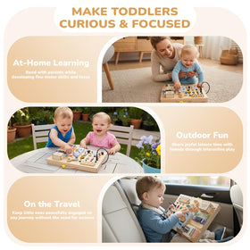 Sanlebi Busy Board suitable for toddlers ages 1-3.