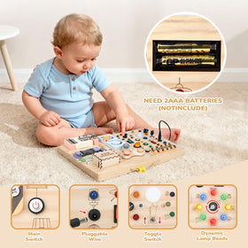 Sanlebi Busy Board built-in travel handle for car rides.