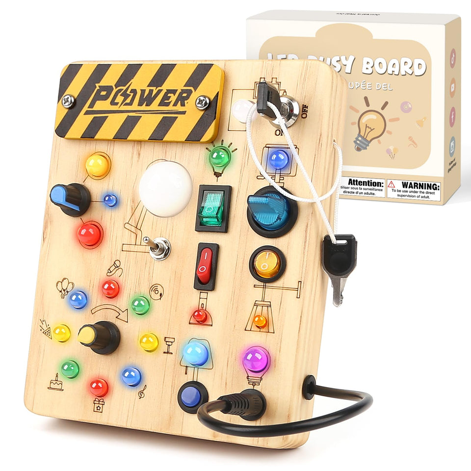 Sanlebi LED Busy Board with key switch for toddler fine motor practice