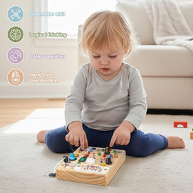 Non-toxic finish on the Sanlebi Busy Board ensures safe play.