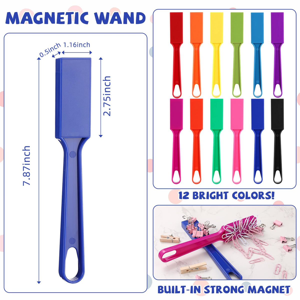 Sanwuta 8-inch rainbow magnet wands with bar magnets for classroom demonstrations.