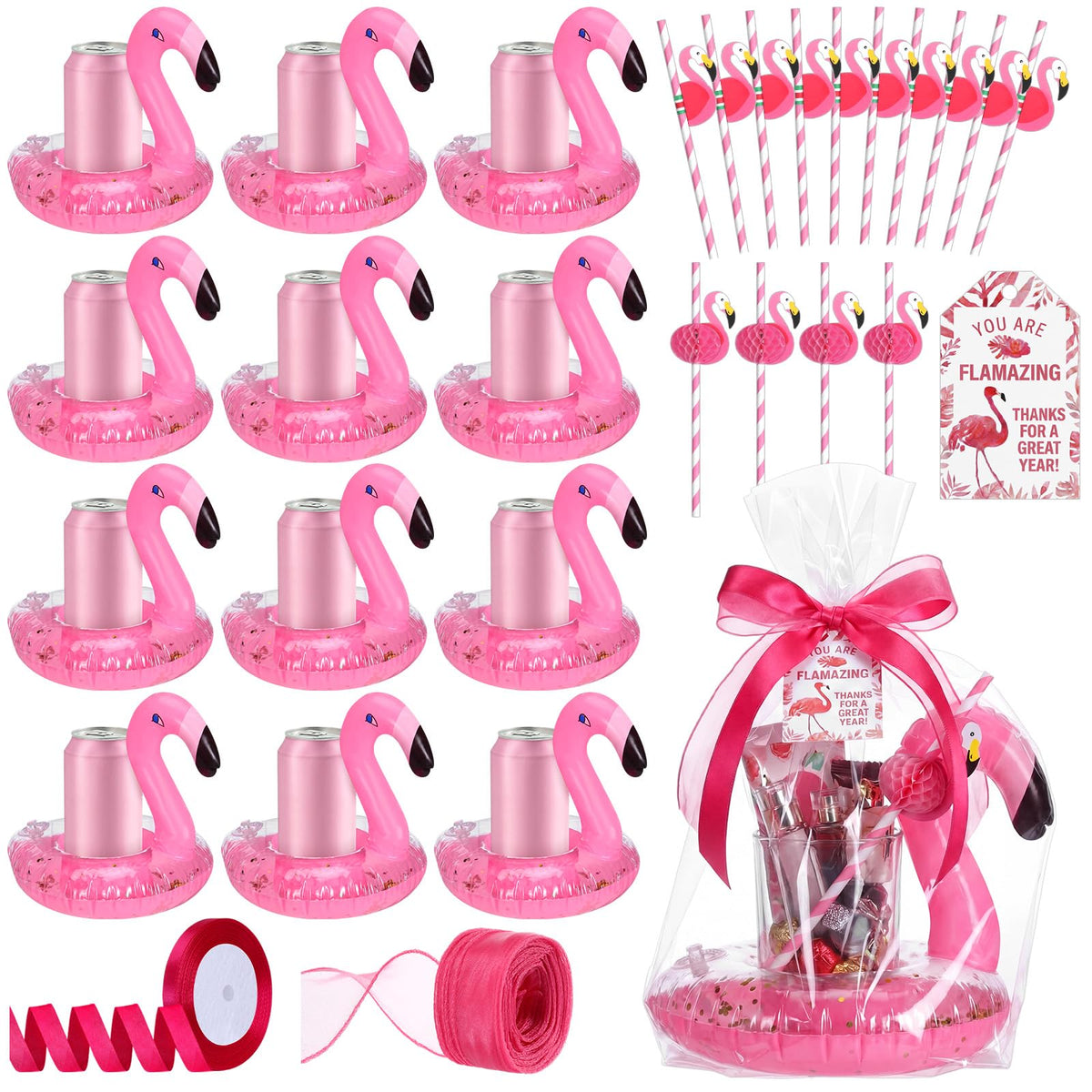 Sanwuta flamingo inflatable drink coaster adds tropical vibes to classroom celebrations.