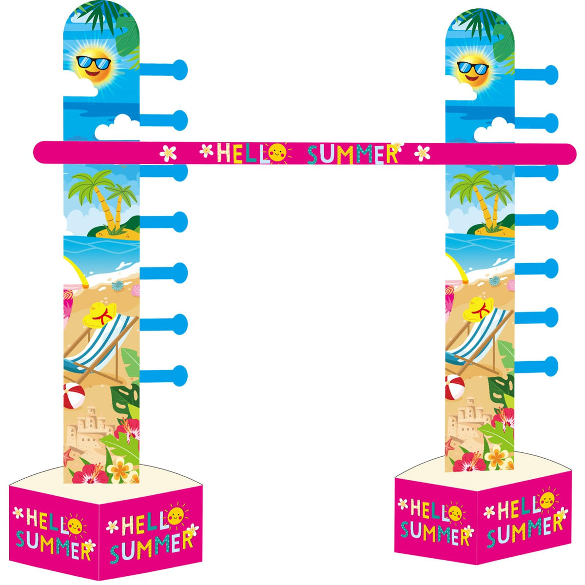 Sanwuta Hawaiian limbo game setup with bright tropical colors for party fun.