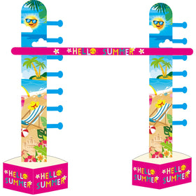 Sanwuta Hawaiian limbo game setup with bright tropical colors for party fun.
