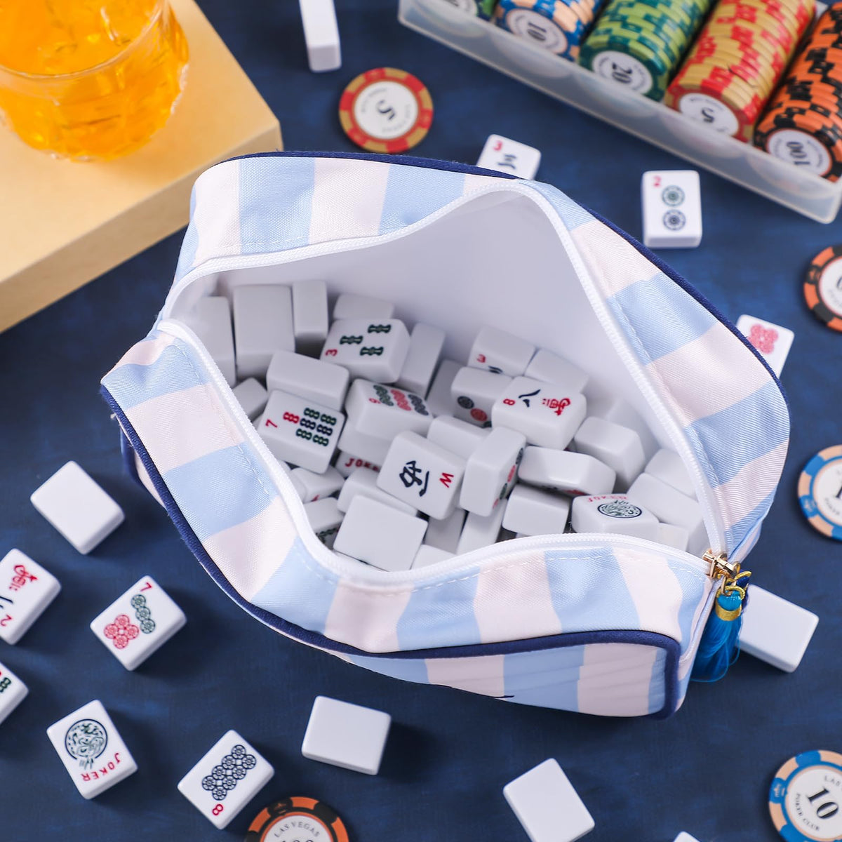 Sanwuta Mahjong bag elegant embroidered design complements casual and formal game nights.