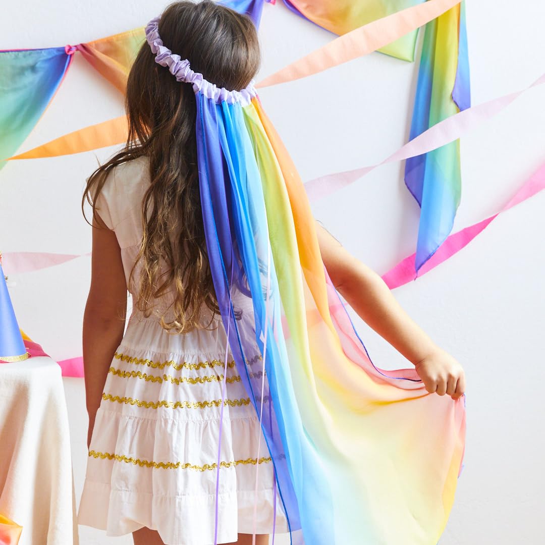 Sarah's Silks rainbow silk colors encourage active dancing and twirling.