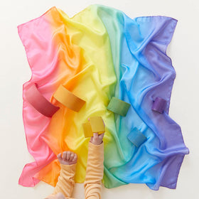 Sarah's Silks Enchanted Playsilk 35x35 size supports easy toddler handling.