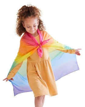 Sarah's Silks Enchanted Playsilk rainbow drape for tactile, imaginative play.