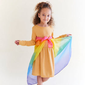 Sarah's Silks Enchanted Playsilk uses non-toxic dyes for safe play.