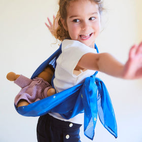 Sarah's Silks Enchanted Playsilks doll-sling for cozy pretend play and doll transport