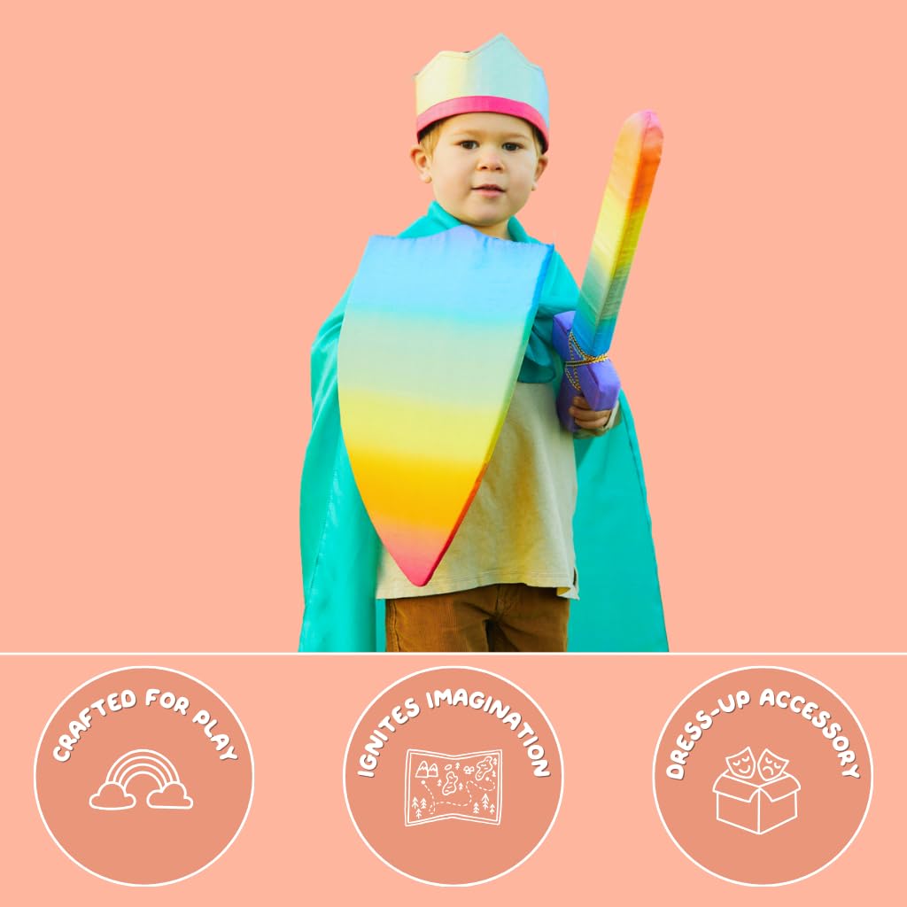 Sarah's Silks Foam Shield rainbow dress-up angle ready for adventures.