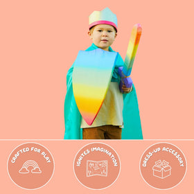 Sarah's Silks Foam Shield rainbow dress-up angle ready for adventures.