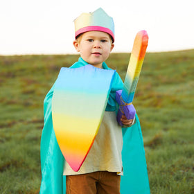Sarah's Silks Foam Shield rainbow side view showcasing bright, soft material.