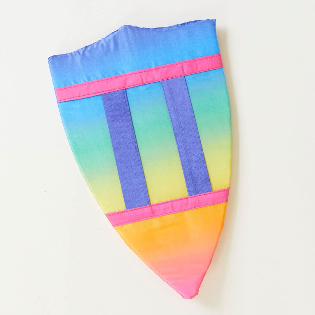 Sarah's Silks Foam Shield rainbow with other toys encourages cooperative play.