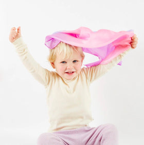 Sarah's Silks Blossom ready for doll sling styling and soft tactile play.