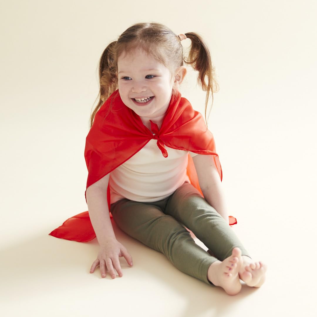 Sarah's Silks mini Playsilks dress-up scene showing a cape and imaginative play