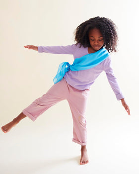 Sarah's Silks Playsilk Purple close-up highlighting soft silk texture.