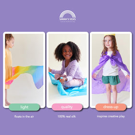 Sarah's Silks Playsilk Purple ready for role play and costume fun.