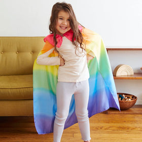 Close-up of Sarah's Silks Rainbow Cape silk showing shine for sensory exploration