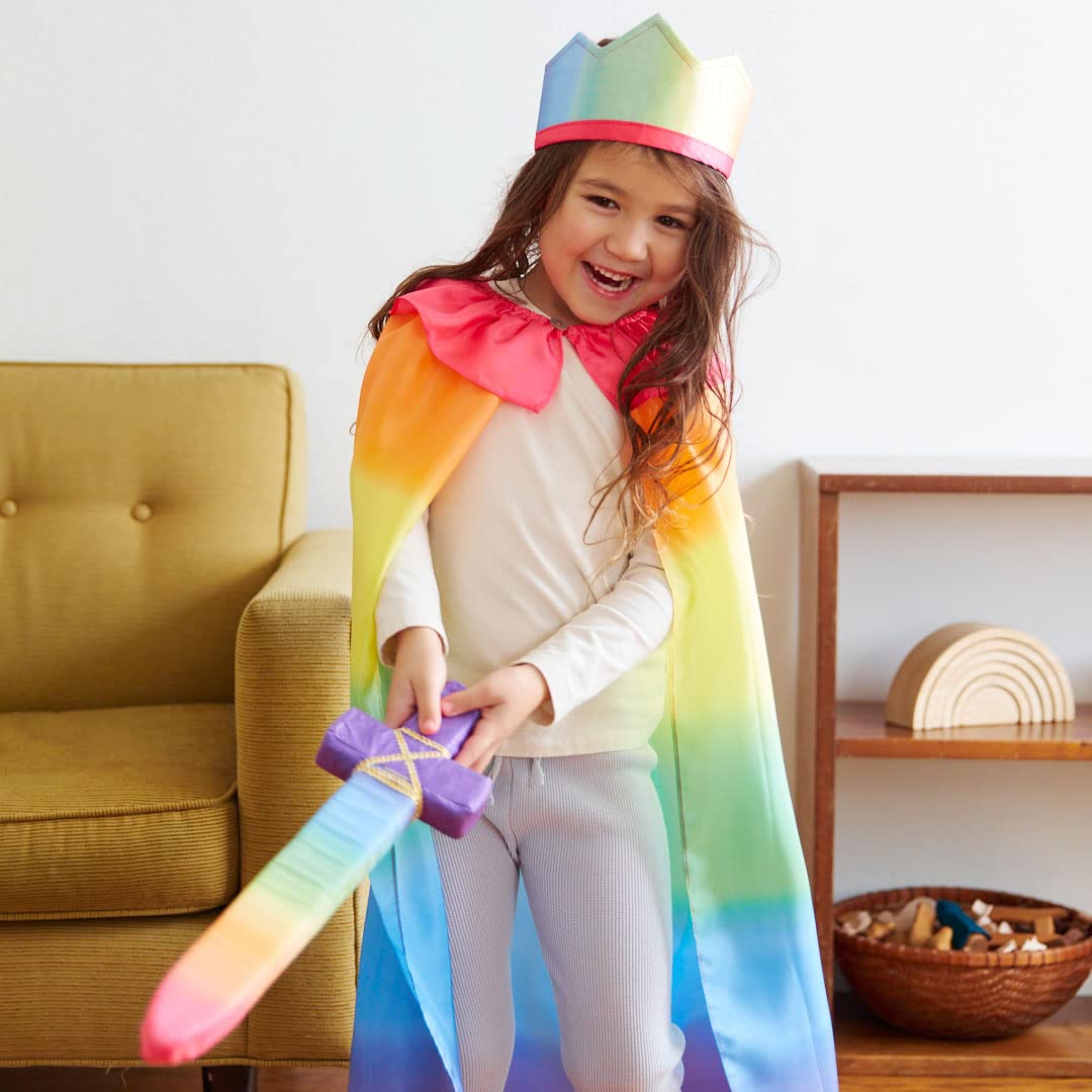 Sarah's Silks Rainbow Cape flat view shows 32-inch length