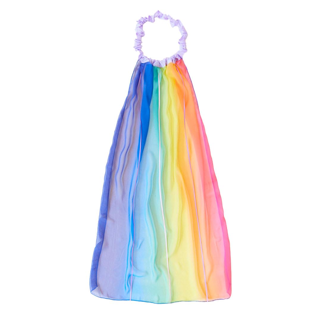 Sarah's Silks Rainbow Veil drape in soft rainbow silk for imaginative dress-up.
