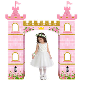 Sariiraw pink princess archway with glitter creates a magical party backdrop for photos