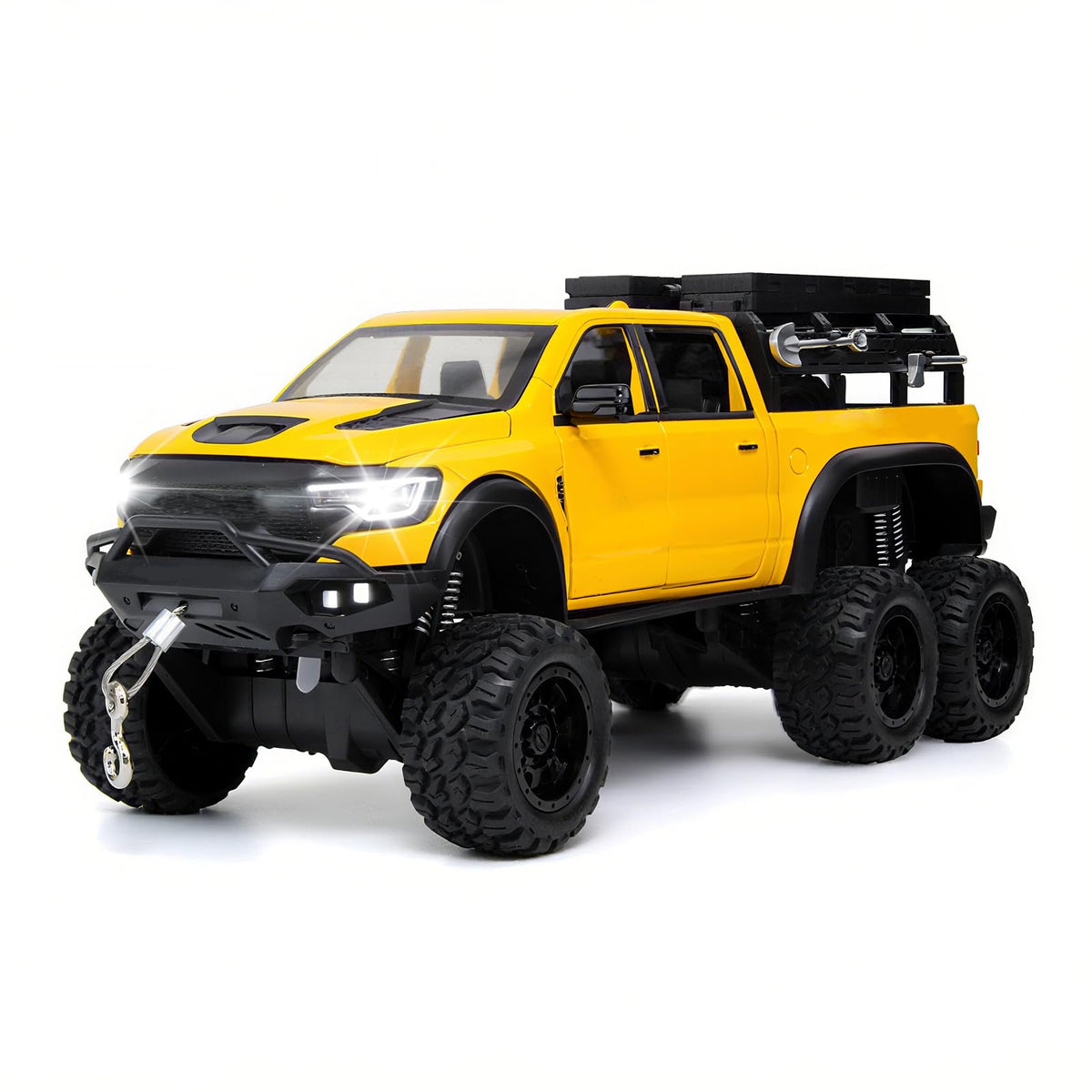 SASBSC 6X6 pickup yellow front view highlights durable metal construction