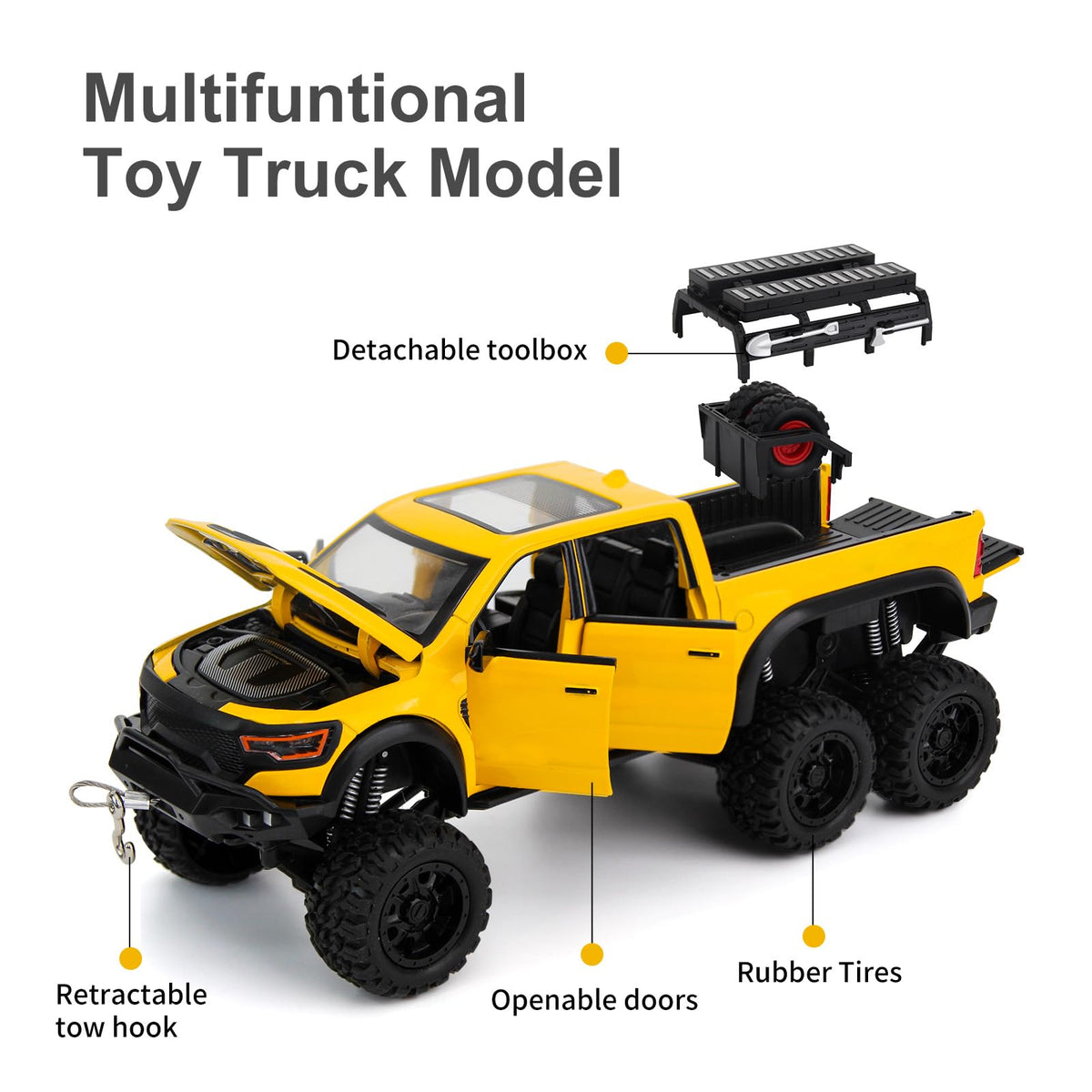 SASBSC 6X6 pickup yellow side view emphasizes rugged off-road style