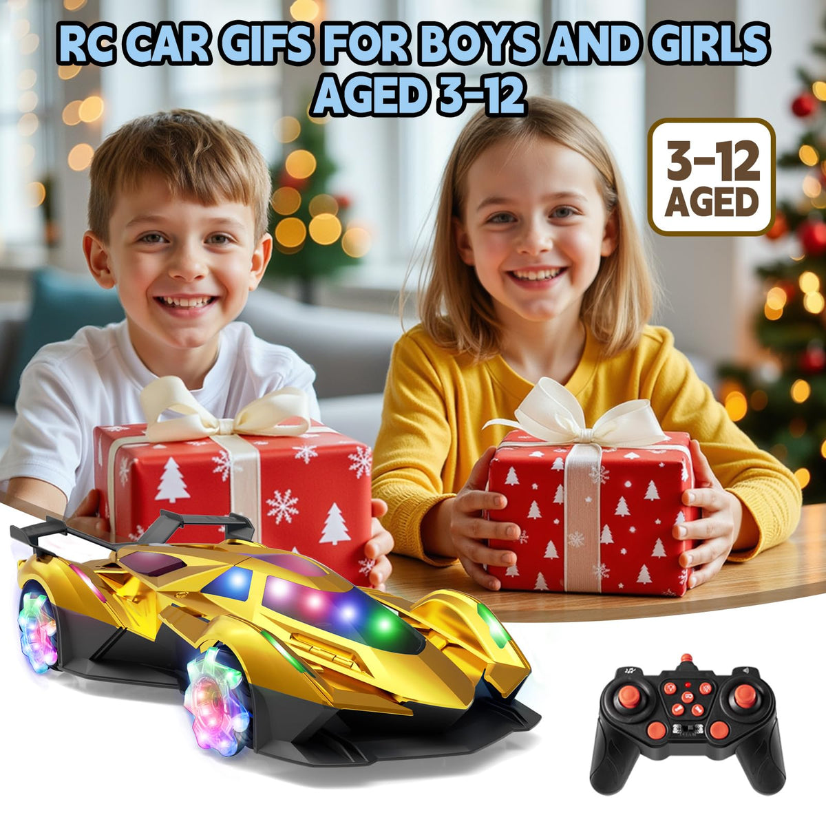 SASBSC RC car packaging shows sturdy design and kid-friendly setup.