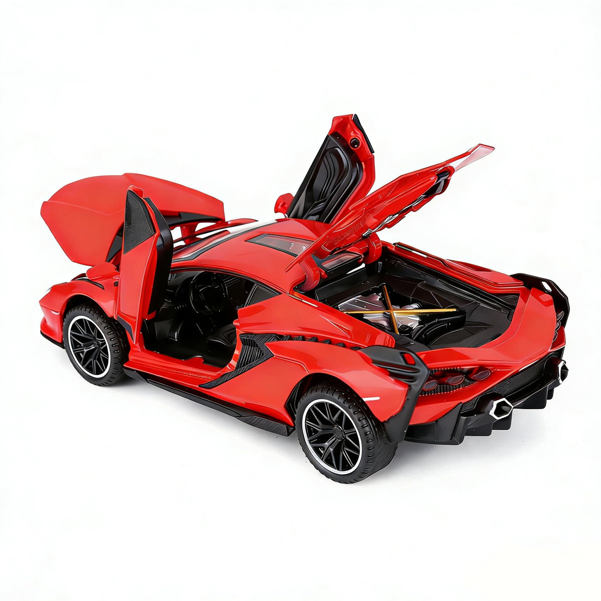 SASBSC red diecast car side view highlighted details
