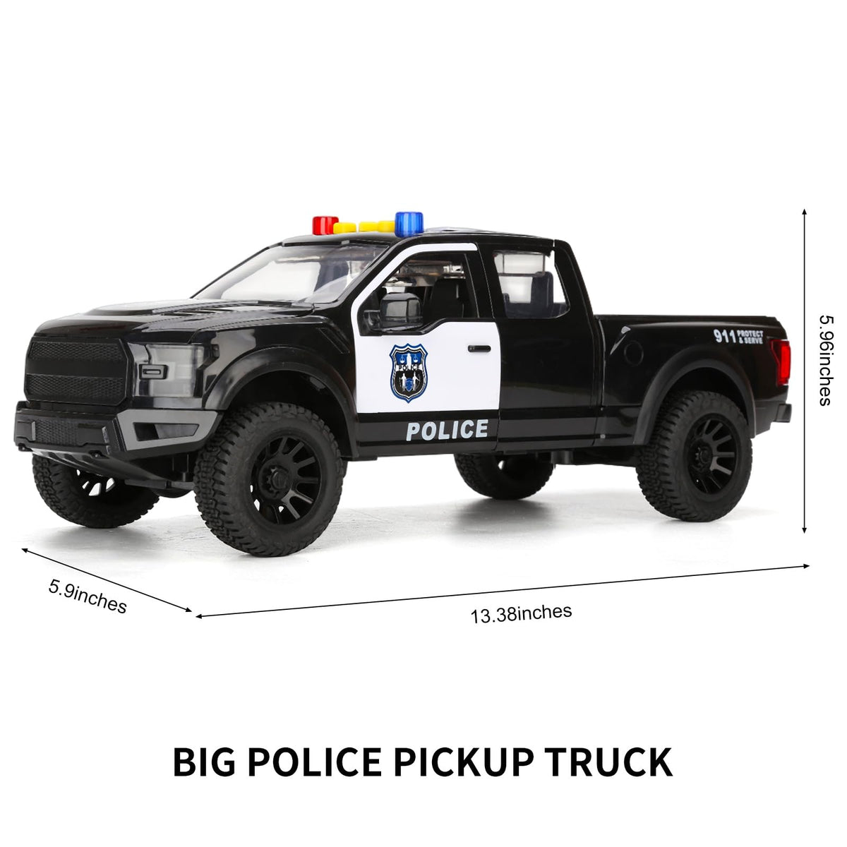 SASBSC police pickup truck uses friction power for battery-free fun