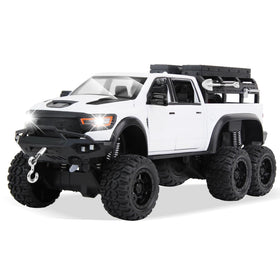 SASBSC white 6x6 pickup truck diecast with realistic lights for engaging play sessions