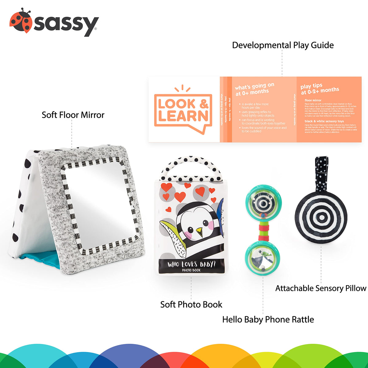 Sassy Look & Learn Hello Baby Phone with soft rattle and vintage vibe for grasping play.