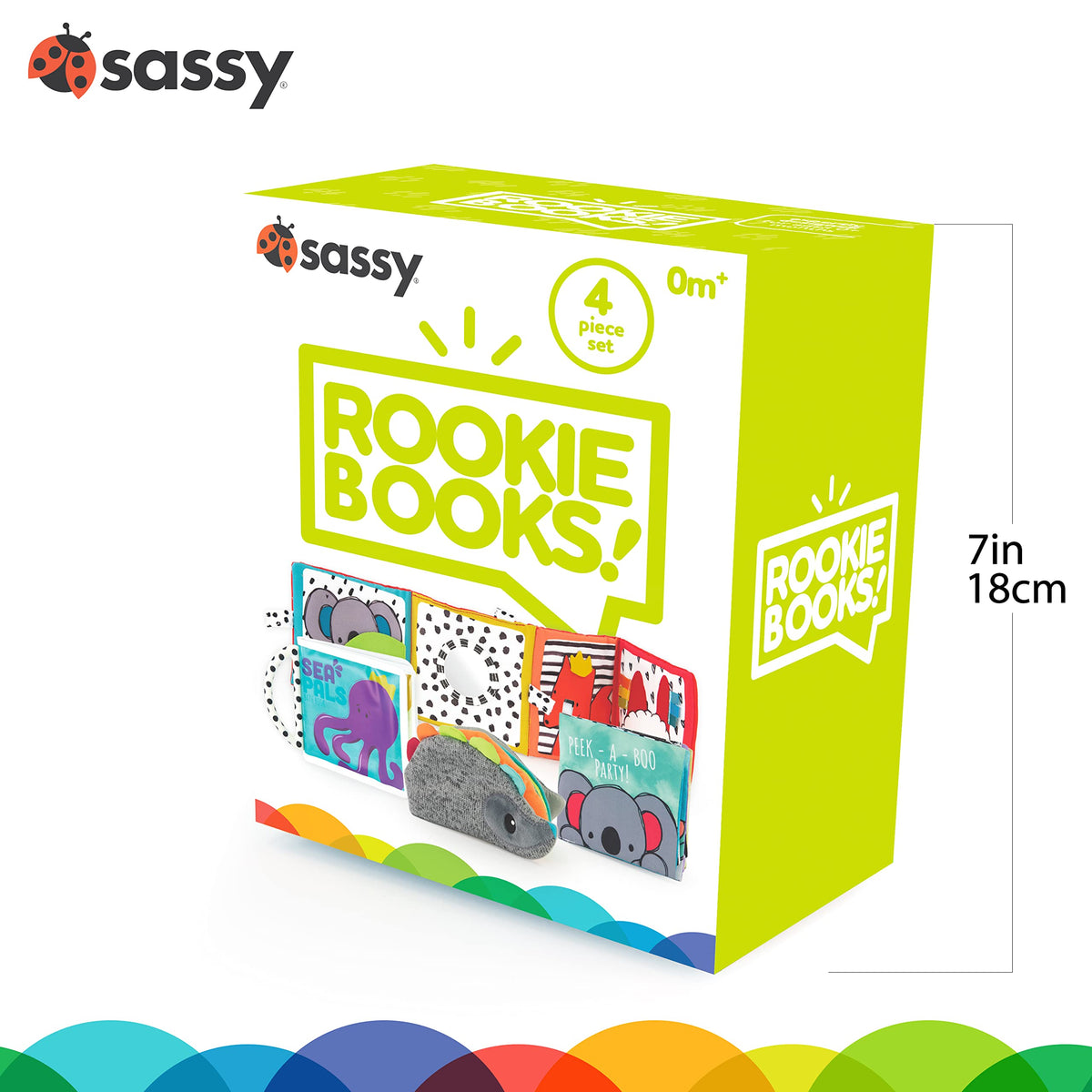 Sassy Rookie Books Accordion supports tummy time with bold graphics