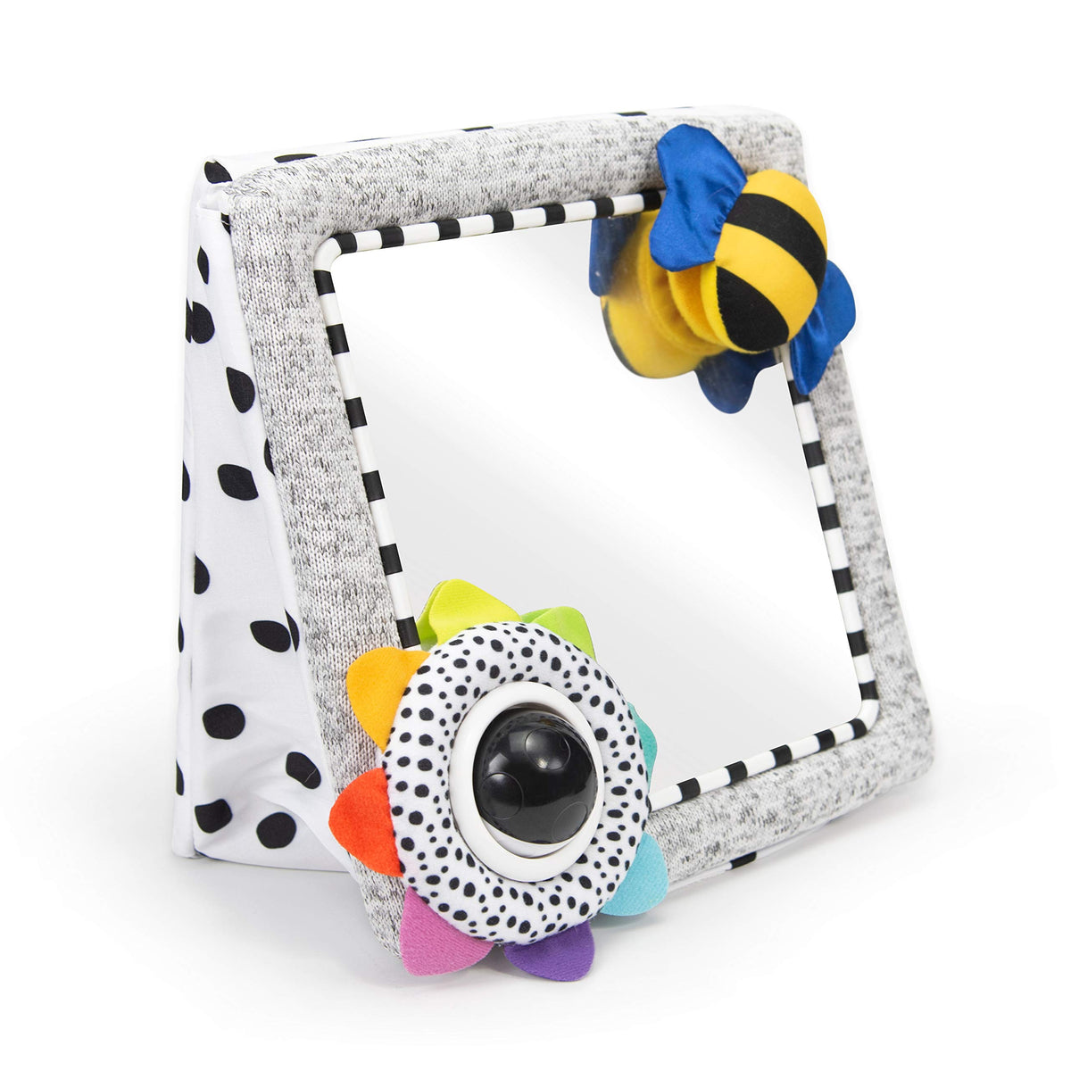Sassy See Me Floor Mirror shows baby safe face focus for early bonding.